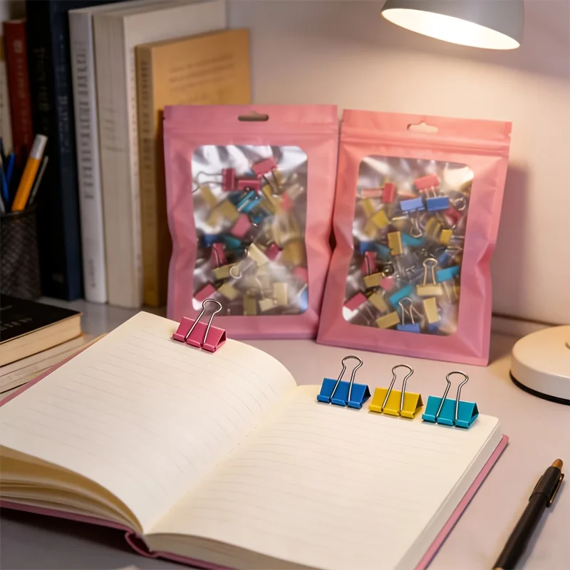 Binder Clip Assorted - 50 buah, warna acak, klip berbentuk